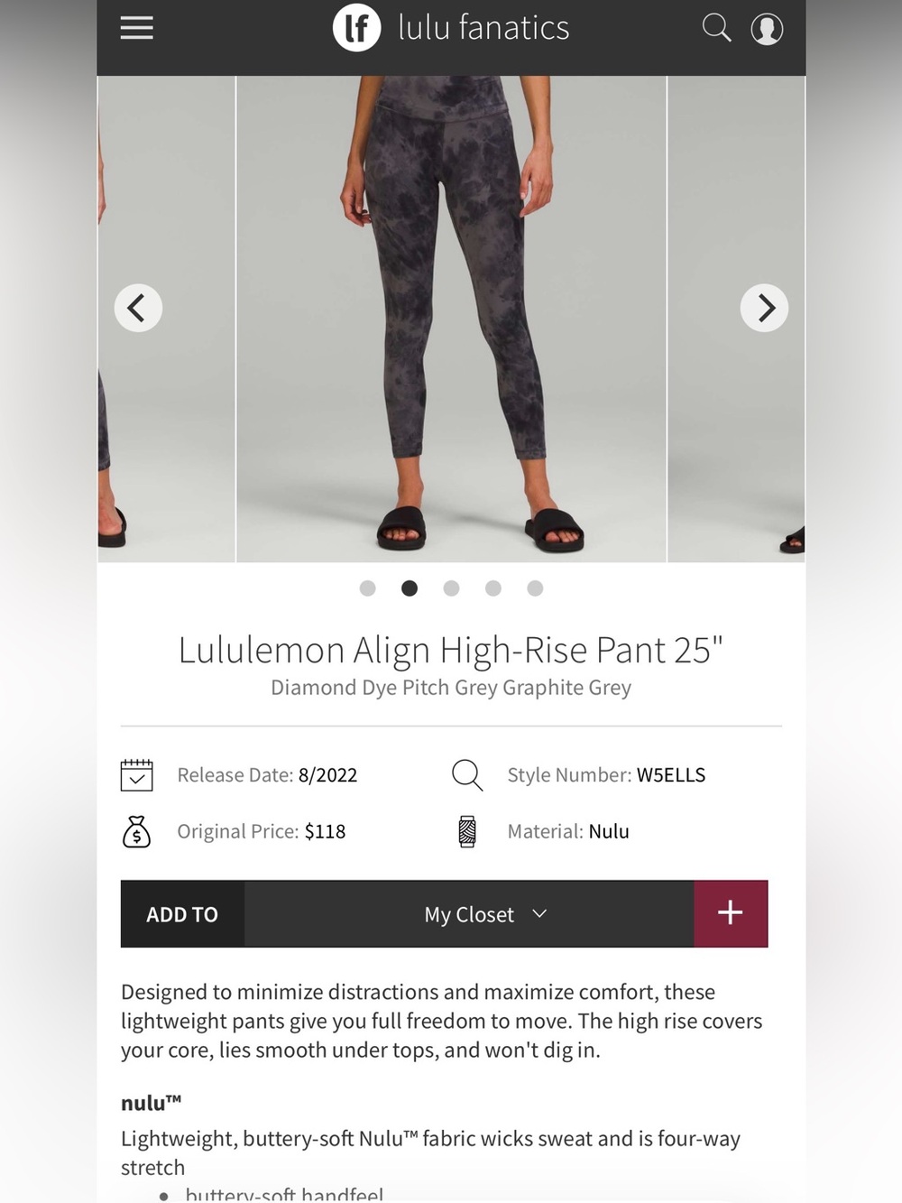 Lululemon Align High-Rise 25" Leggings - Diamond Dye Pitch Grey